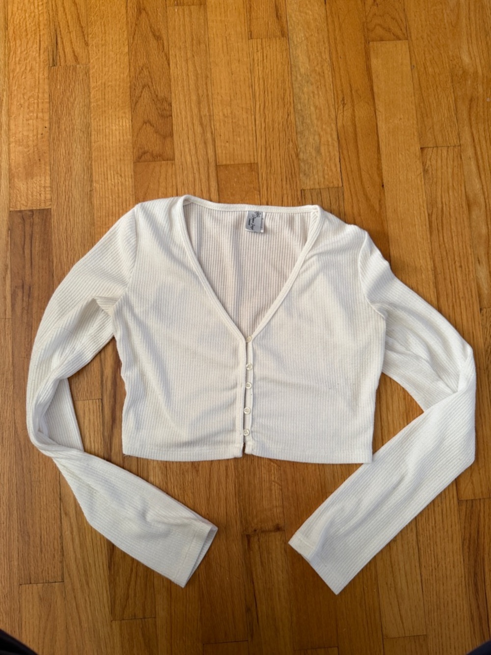 White long sleeve button top